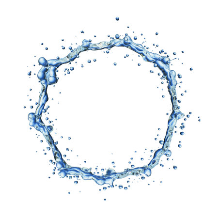 blue water splash isolated on white backgroundの写真素材