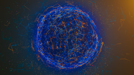 Sci-fi digital technology with line connect network and data graphic background.の写真素材
