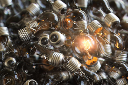 Heap of used old fashioned light bulbsの写真素材