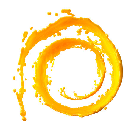 orange juice splash isolated on white backgroundの写真素材