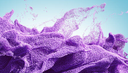 Abstract sandy wave splash fly in the air on colour background.の写真素材