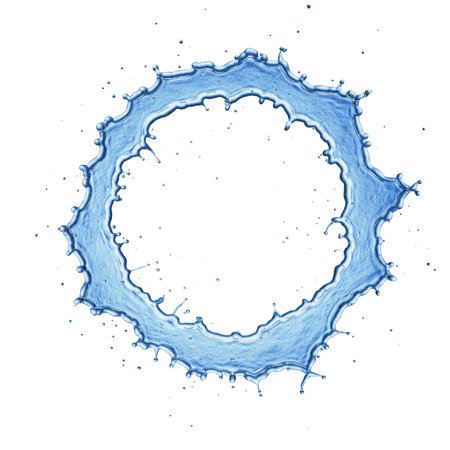 blue water splash isolated on white backgroundの写真素材