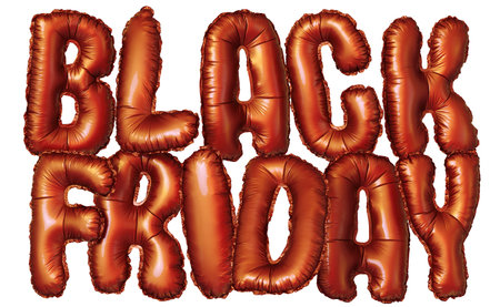 Black and red foil balloons Black Friday conceptの写真素材