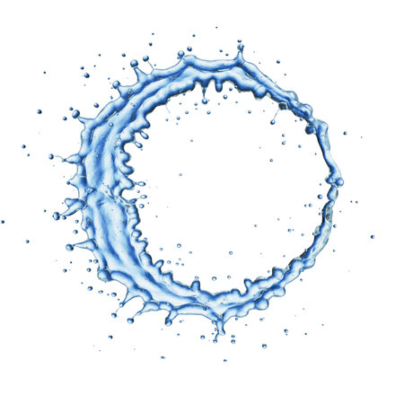 blue water splash isolated on white backgroundの写真素材