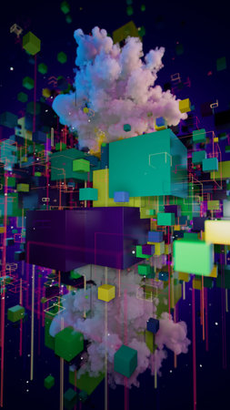 Virtual Dreamscape: Floating Geometry in Colorful Depths
