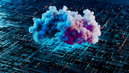 Techno-Cloud: A Vibrant Fusion of Color and Circuitryの写真素材