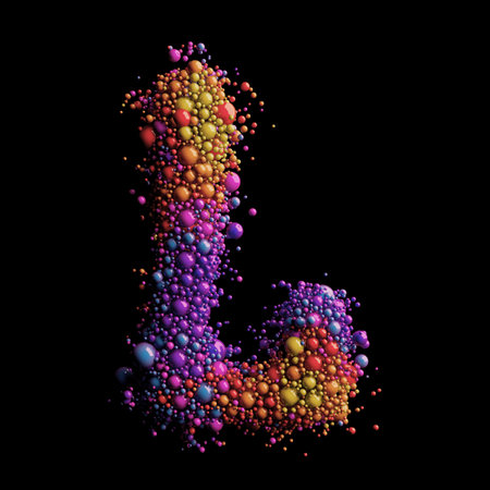 Vibrant Three-Dimensional letter L Crafted from Colorful Spheresの写真素材