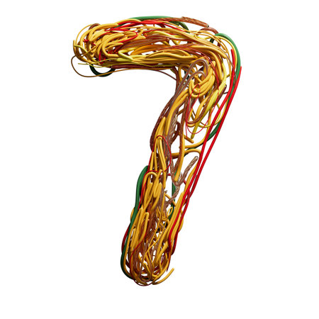 Vibrant Intertwined Wires Forming the Number 7の写真素材