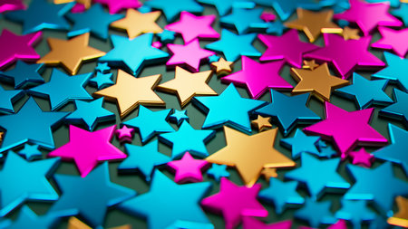 Celestial Harmony: A Dazzling Display of Colorful Starsの写真素材