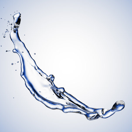 blue water splash isolated on blue backgroundの写真素材