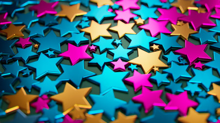 Starry Celebration: A Colorful Confetti Burst of Joy and Festivityの写真素材