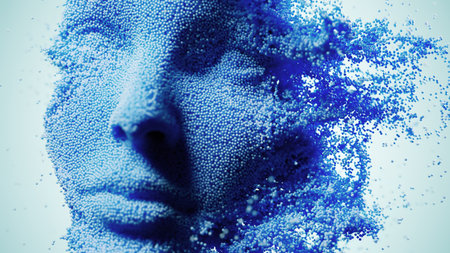 Serenity in Chaos: A Harmonious Fusion of Blue Particlesの写真素材