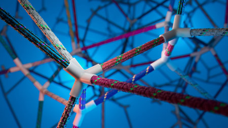Interwoven Connections: A Colorful Tapestry of Ropes Against a Blue Gradient