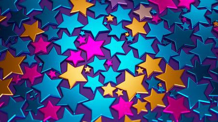 Celestial Symphony: A Colorful Dance of Shiny Stars in the Cosmosの写真素材