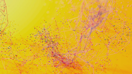 Interwoven Dreams: A Vibrant Network of Yellow, Pink, and Purpleの写真素材