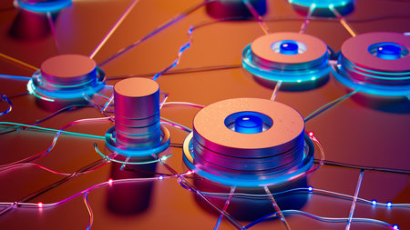 Vibrant Network: Illuminated Nodes and Glowing Connections in Abstract Form