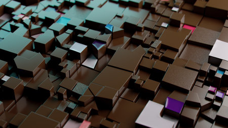 Geometric Harmony: A Dynamic Dance of Shapes and Reflective Texturesの写真素材