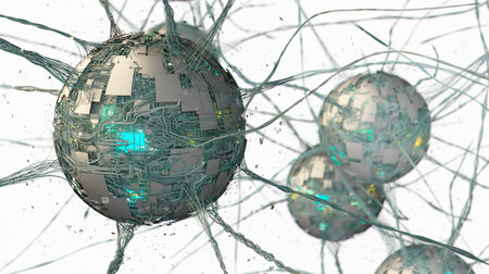 Neural Nexus: Abstract Spheres of Connectivity and Lightの写真素材