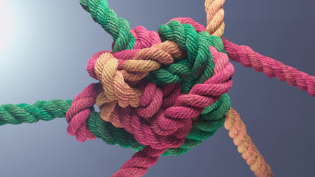 Vibrant Interwoven Knot: A Dance of Color and Texture in Harmonyの写真素材