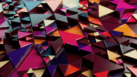 Dynamic Geometric Harmony: A Vivid Triangular Tapestry in Colorful Surfaces