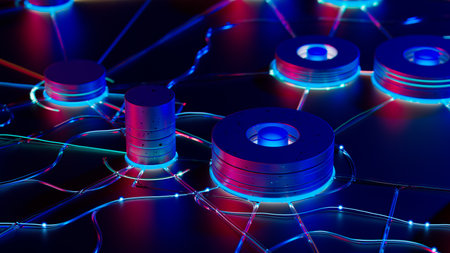 Futuristic Network: Illuminated Connections in a Digital Universeの写真素材