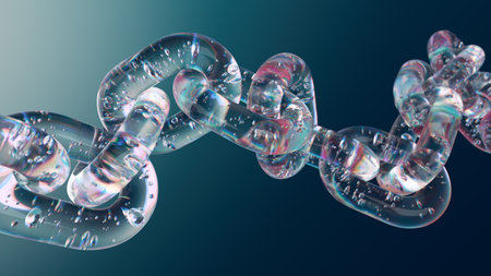 Abstract Glass Chain With Air Bubbles on a Colorful Gradient Backgroundの写真素材