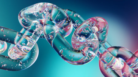Abstract Glass Chain With Air Bubbles on a Colorful Gradient Background