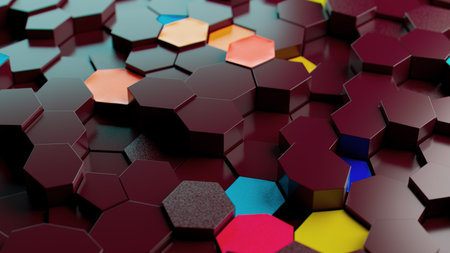 Hexagonal Harmony: A Colorful Tapestry of Textures and Patterns