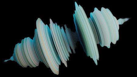 Abstract Colorful Sound Wave Visualization with Vibrant Layers of Circular Patternsの写真素材