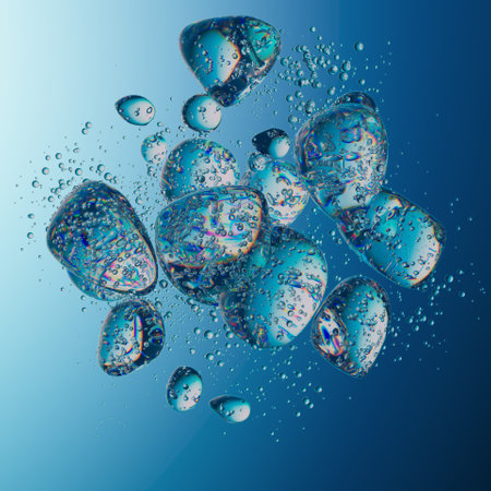 Abstract Water Bubbles in Motion with a Transparent Backgroundの写真素材