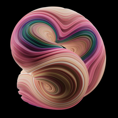 Abstract Swirled Torus With Vibrant Reds and Greensの写真素材