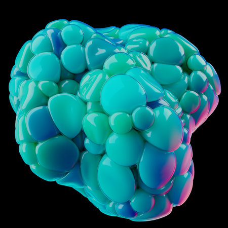 Abstract Biochemical Representation of Green Cells in a Transparent Membraneの写真素材