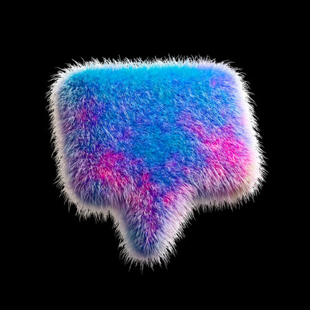 Colorful Furry Texture Shaped as a 3D Speech Bubble on Whiteの写真素材