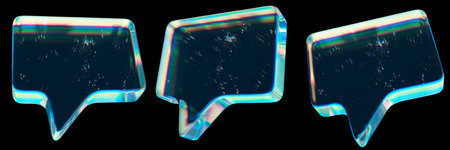 Vibrant Holographic Speech Bubbles Representing Communication and Digital Dialogueの写真素材