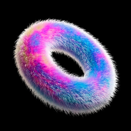 Abstract Colorful Fluffy Torus Shape on White Backgroundの写真素材
