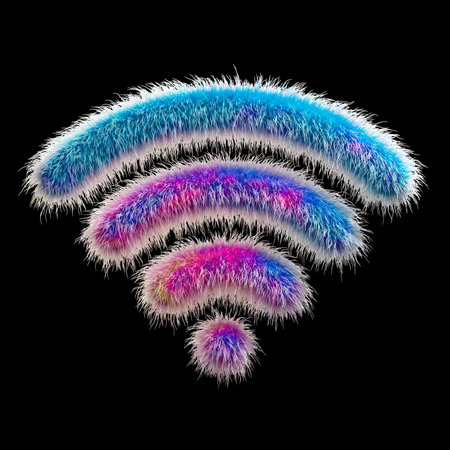 Colorful Abstract Wi-Fi Signal Symbol With Furry Texture on White Backgroundの写真素材