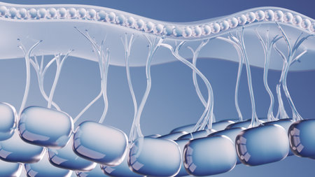3D Illustration of Skin Cell Membrane and Lipid Layers Functionalityの写真素材