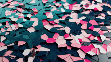 Geometric Harmony: A Glossy Dance of Pink, Blue, and Blackの写真素材
