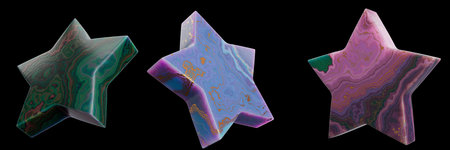 Colorful Marbled Stone Stars With Elegant Patterns and Intriguing Textures