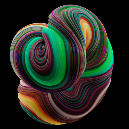 Abstract Swirled Torus With Vibrant Reds and Greens