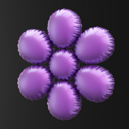 Cluster of Glossy Metallic Balloons in Unique Floral Arrangement Designの写真素材