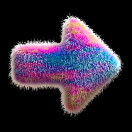 Colorful Fuzzy Arrow with Gradient Texture and Vibrant Visual Appeal