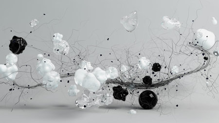 Abstract Artistic Composition with Organic Shapes and Transparent Elements