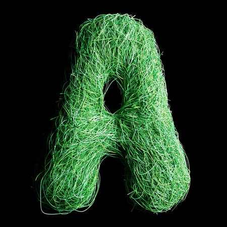 Eco Letter A Made of Green Grass Threadsの写真素材