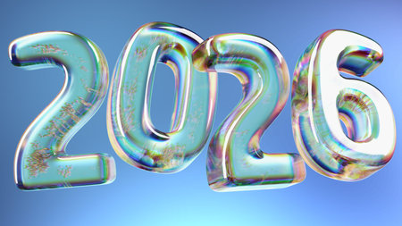 2026 Light Glass Numbers Isolated