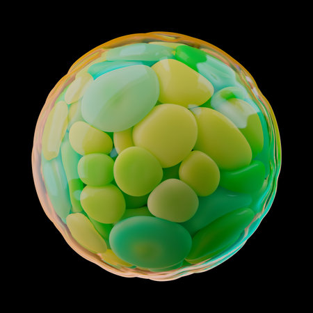 Abstract Biochemical Representation of Green Cells in a Transparent Membrane