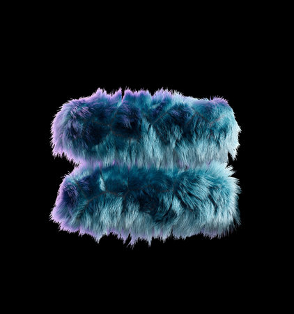 Blue Fur Styled Into Bold Letter X Isolated on White Background