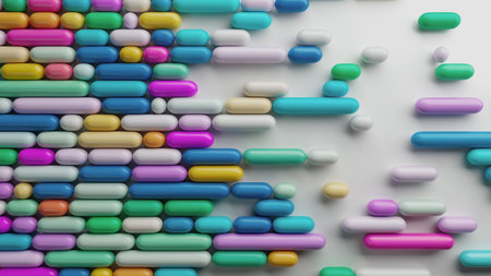 Colorful pastel glossy capsules abstract backgroundの写真素材