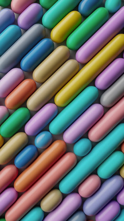 Colorful seamless 3D render of rounded tubes background