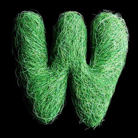 Eco Letter W Made of Green Grass Strandsの写真素材